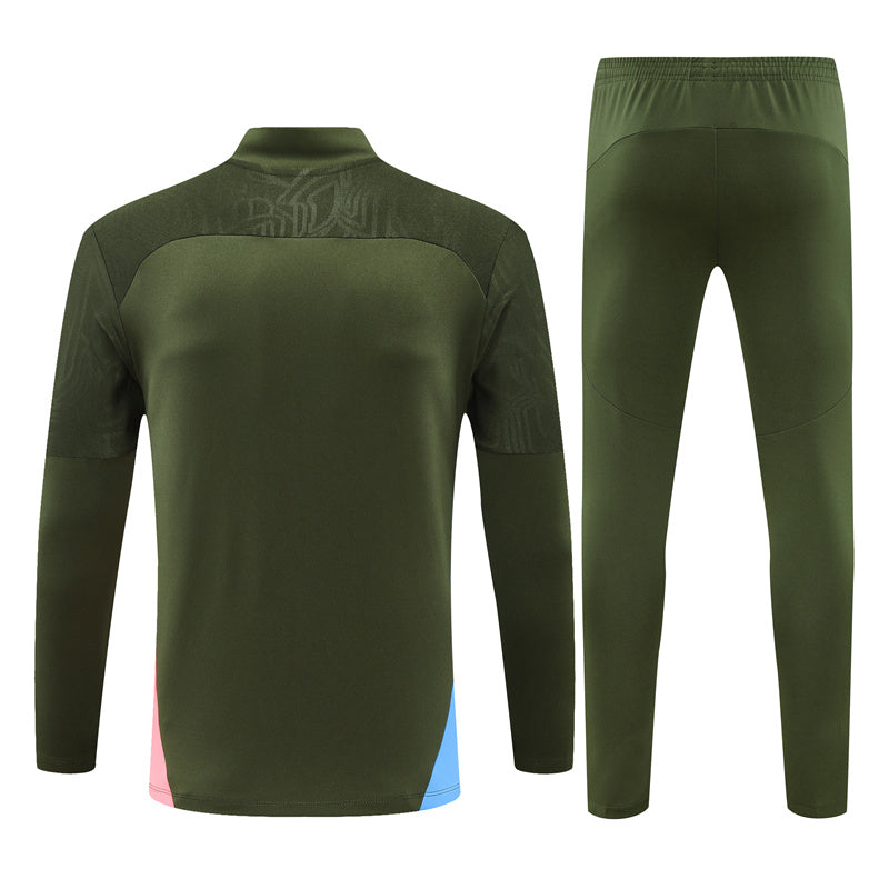 Manchester City Long Sleeve Zipped Tracksuit Dark Green/Pink 2024-25