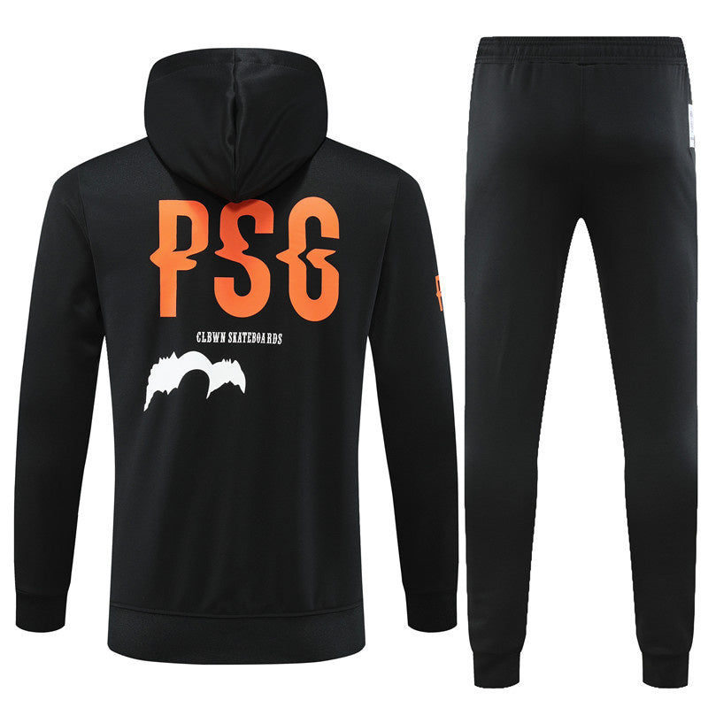 PSG Paris Saint German Hooded Tracksuit Black/Red 2022-23