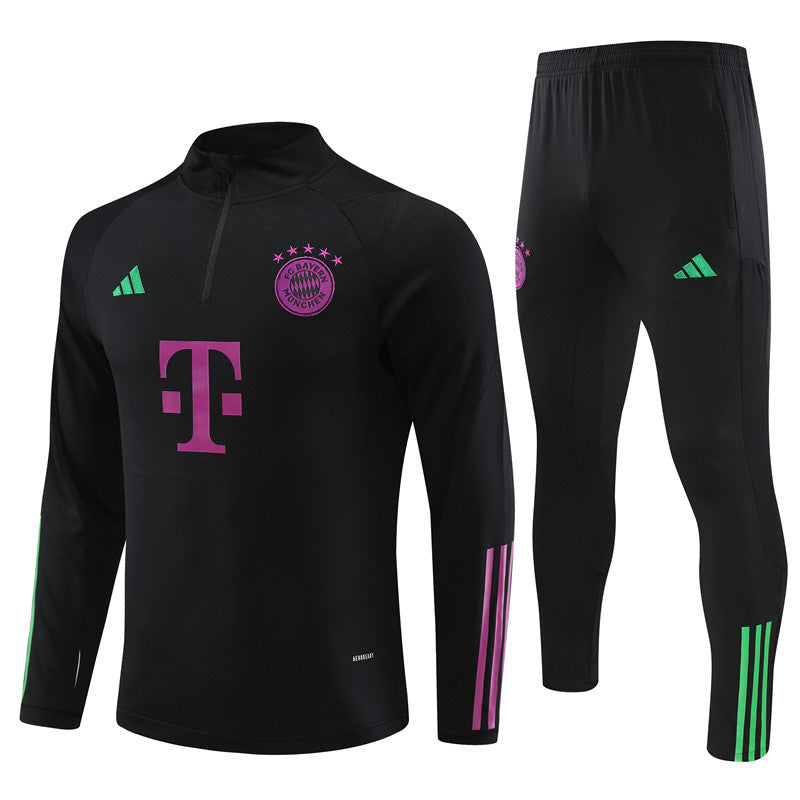 Bayern Munich Long Sleeve Zipped Tracksuit Black 2023-24