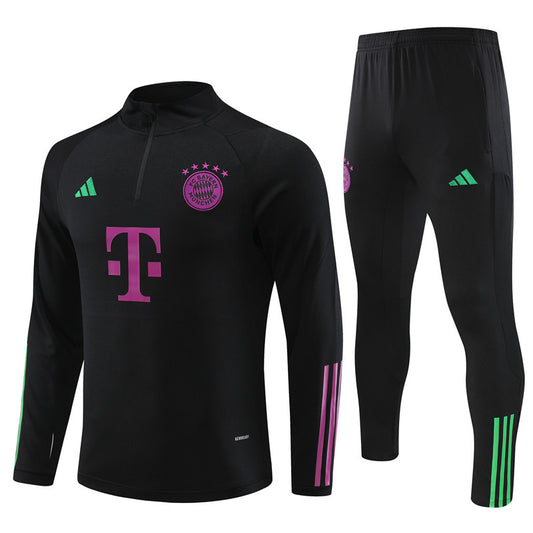 Bayern Munich Long Sleeve Zipped Tracksuit Black 2023-24