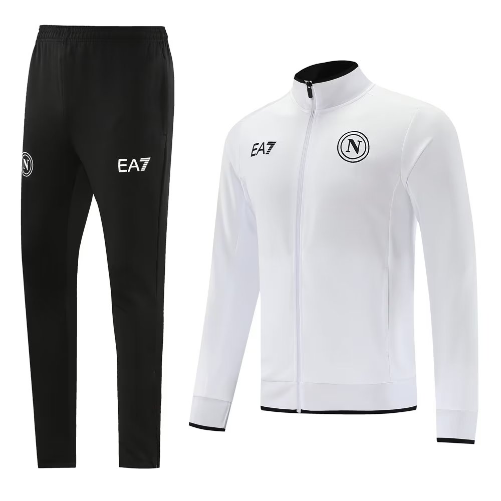 Napoli Long Sleeve Zipped Tracksuit White/Black 2023-24