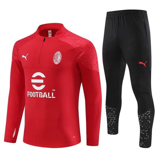 AC Milan Long Sleeve Zipped Tracksuit Red/Black 2023-24