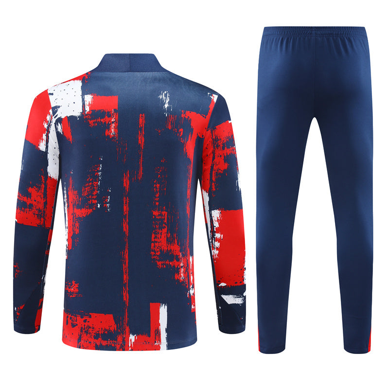 PSG Paris Saint German Long Sleeve Tracksuit Red/Blue 2024-25