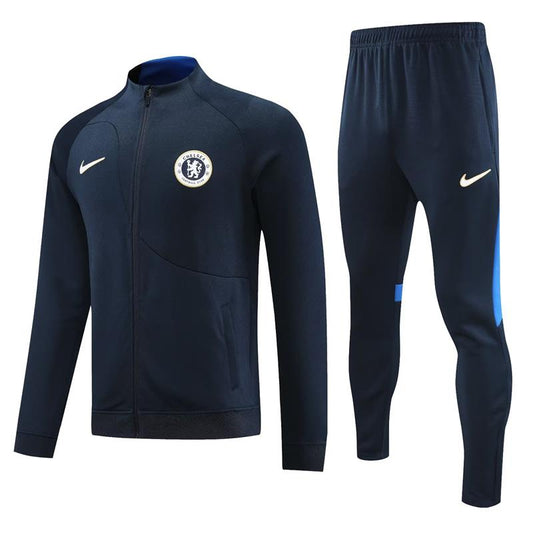 Chelsea Long Sleeve Zipped Tracksuit Black 2023-24