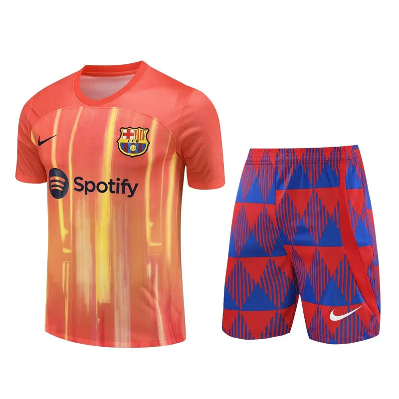 Barcelona Short Sleeve Set Orange/Blue 2023-24