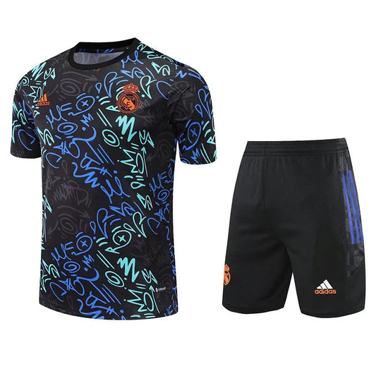 Real Madrid Short Sleeve Set Black/Blue 2022-23