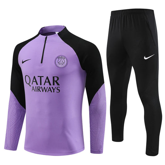 PSG Paris Saint German Long Sleeve Tracksuit Purple/Black 2023-24