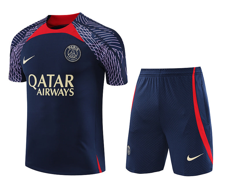 PSG Paris Saint German Short Sleeve Training Set Navy/Red 2023-24
