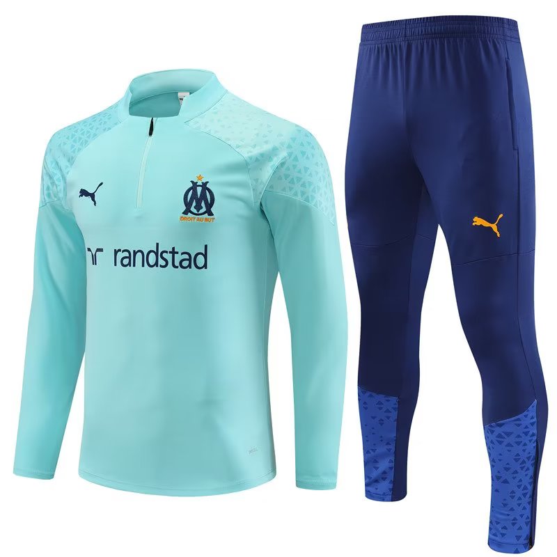Marseille Long Sleeve Zipped Tracksuit Teal/Navy 2023-24