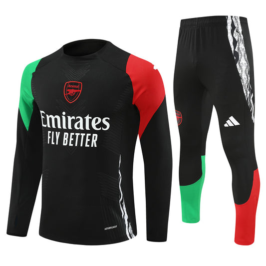 Arsenal Long Sleeve Zipped Tracksuit Black/Red/Green 2024-25