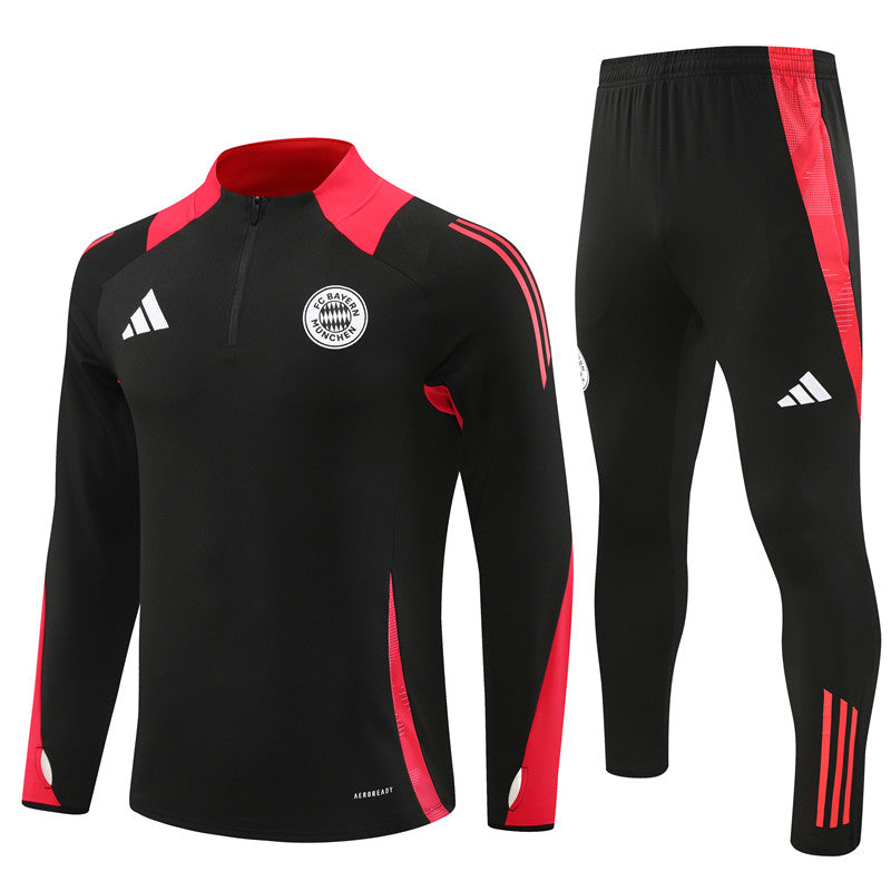 Bayern Munich Long Sleeve Zipped Tracksuit Black/Red 2024-25