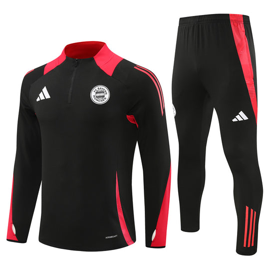 Bayern Munich Long Sleeve Zipped Tracksuit Black/Red 2024-25