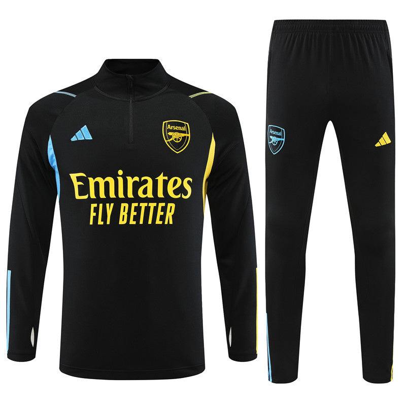 Arsenal Long Sleeve Tracksuit Black/Yellow 2023-24
