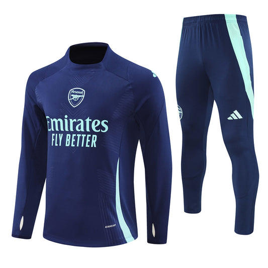 Arsenal Long Sleeve 1/4 Zipped Tracksuit Navy/Cyan 2024-25