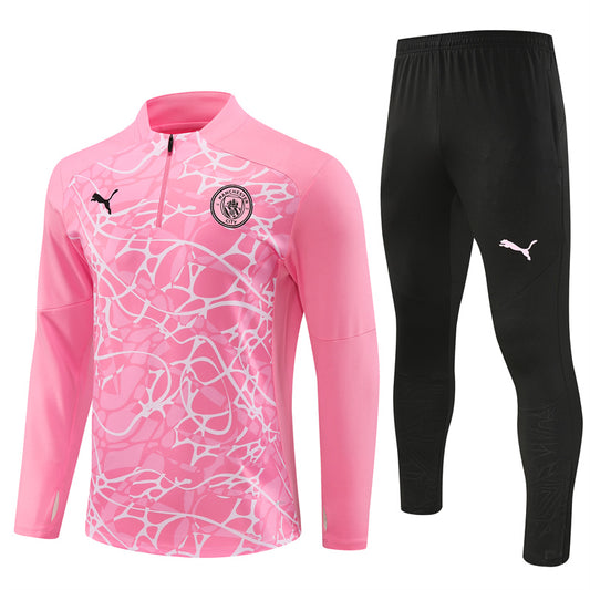 Manchester City Long Sleeve Zipped Tracksuit Pink/Black 2024-25