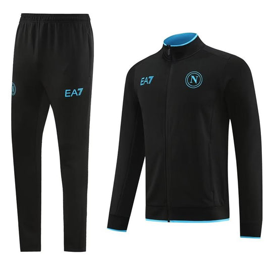 Napoli Long Sleeve Zipped Tracksuit Black/Cyan 2023-24