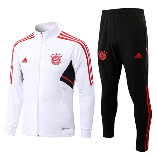 Bayern Munich Long Sleeve Zipped Tracksuit White/Black 2022-23