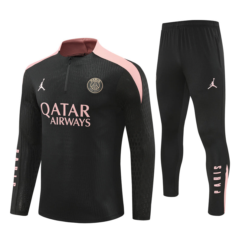 PSG Paris Saint German Long Sleeve Tracksuit Black/Pink 2024-25