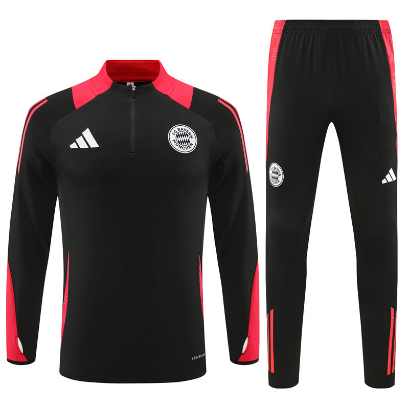 Bayern Munich Long Sleeve Zipped Tracksuit Black/Red 2024-25