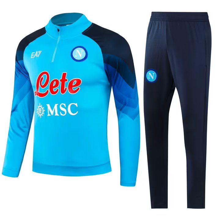 Napoli Long Sleeve Zipped Tracksuit Cyan/Navy 2023-24