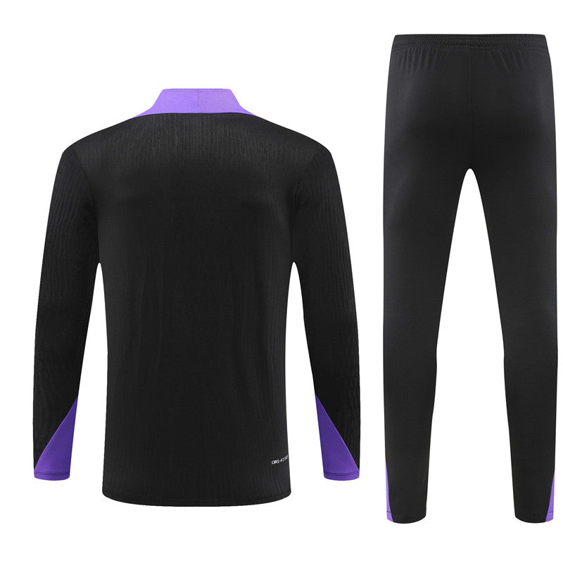 PSG Paris Saint German Long Sleeve Tracksuit Black/Purple 2024-25