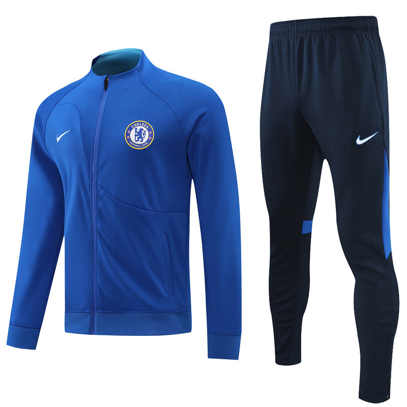 Chelsea Long Sleeve Zipped Tracksuit Blue/Navy 2022-23