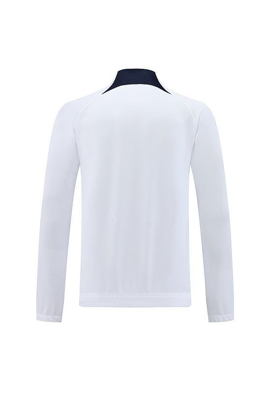 PSG Paris Saint German Long Sleeve Zipped Tracksuit White/Navy 2022-23