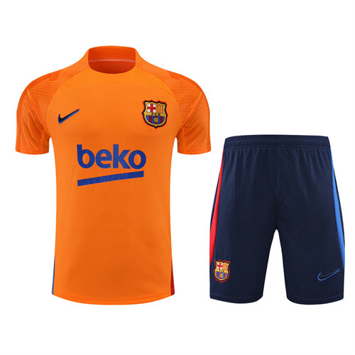 Barcelona Short Sleeve Set Orange/Navy 2022-23
