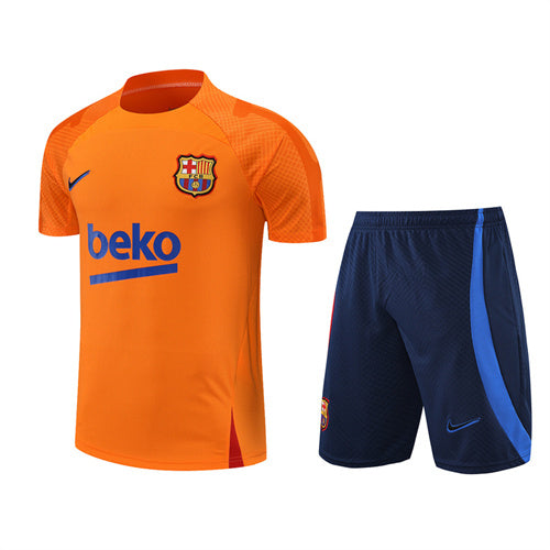 Barcelona Short Sleeve Set Orange/Navy 2022-23