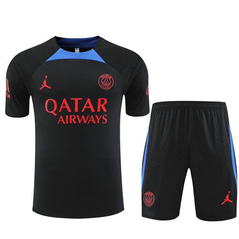PSG Paris Saint German Short Sleeve Training Set Black/Blue/Red 2022-23