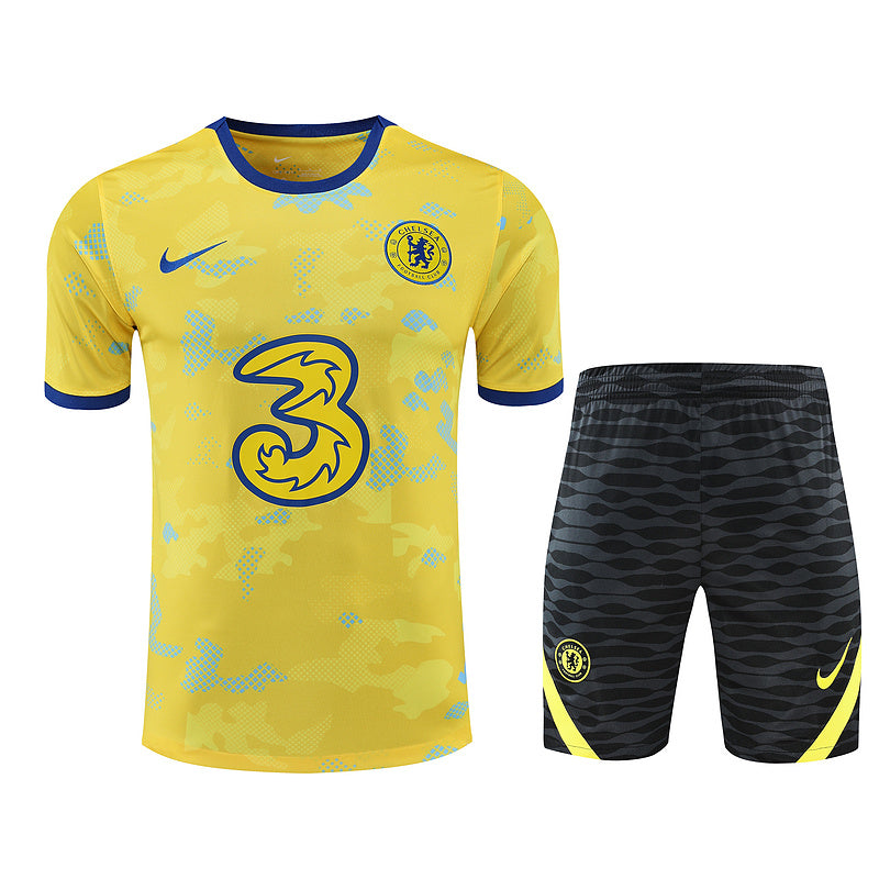 Chelsea Short Sleeve Set Yellow/Black Camo 2022-23