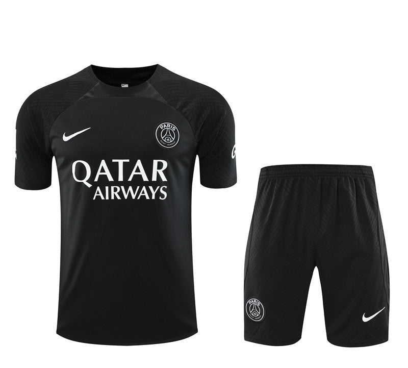PSG Paris Saint German Short Sleeve Training Set Black/Black 2022-23