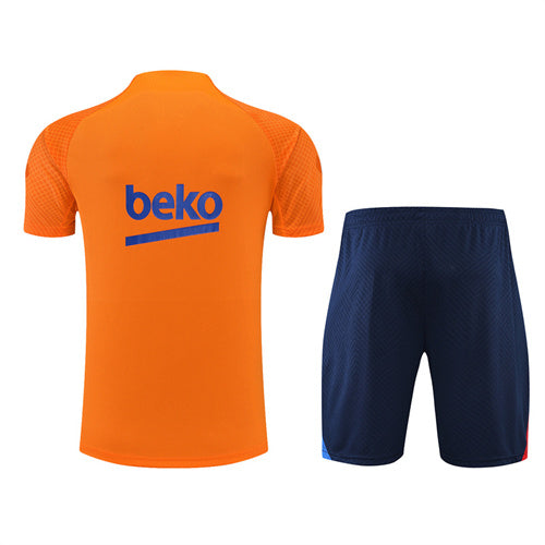Barcelona Short Sleeve Set Orange/Navy 2022-23