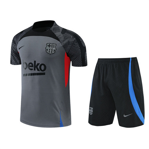 Barcelona Short Sleeve Set Grey/Red 2022-23