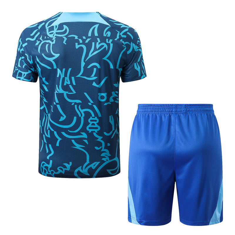 Chelsea Short Sleeve Set Blue/Cyan 2022-23