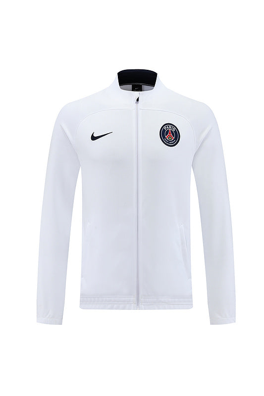 PSG Paris Saint German Long Sleeve Zipped Tracksuit White/Navy 2022-23