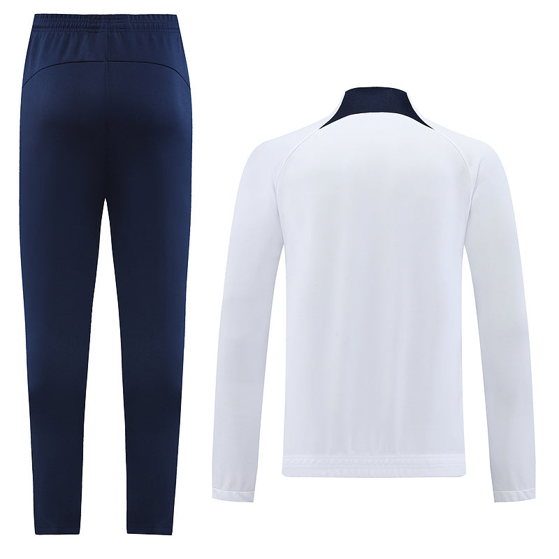 PSG Paris Saint German Long Sleeve Zipped Tracksuit White/Navy 2022-23