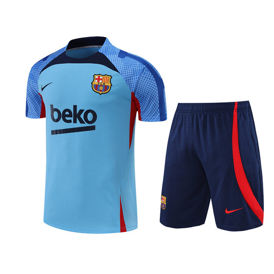 Barcelona Short Sleeve Set Cyan/Navy 2022-23