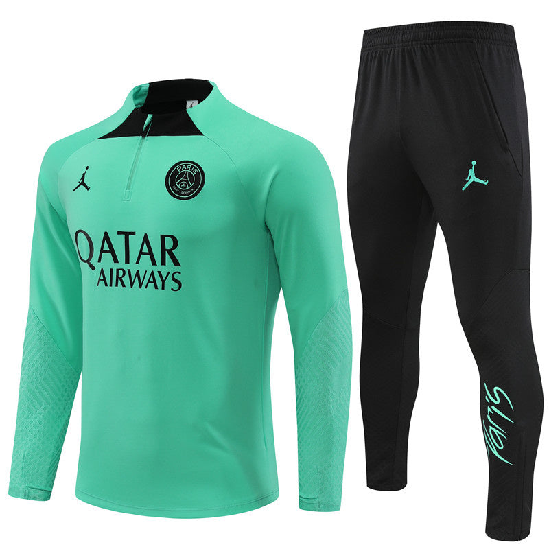 PSG Paris Saint German Long Sleeve Tracksuit Teal/Black 2022-23