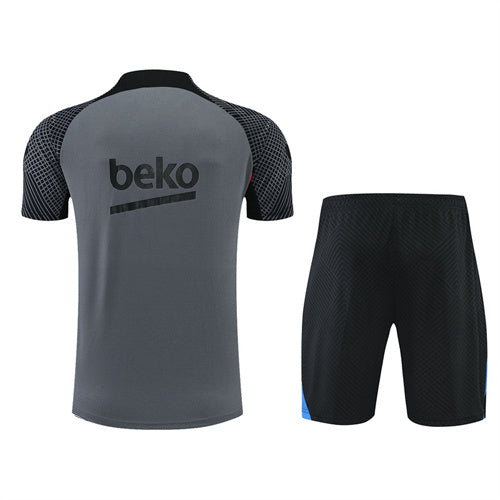 Barcelona Short Sleeve Set Grey/Red 2022-23