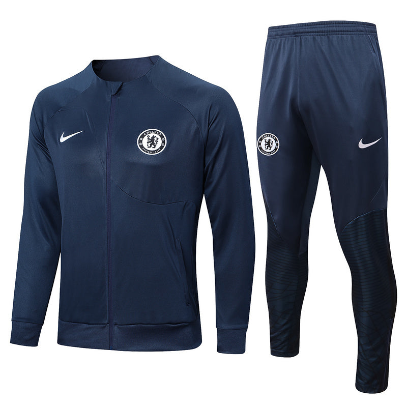 Chelsea Long Sleeve Zipped Tracksuit Navy/Navy 2022-23