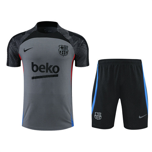 Barcelona Short Sleeve Set Grey/Red 2022-23