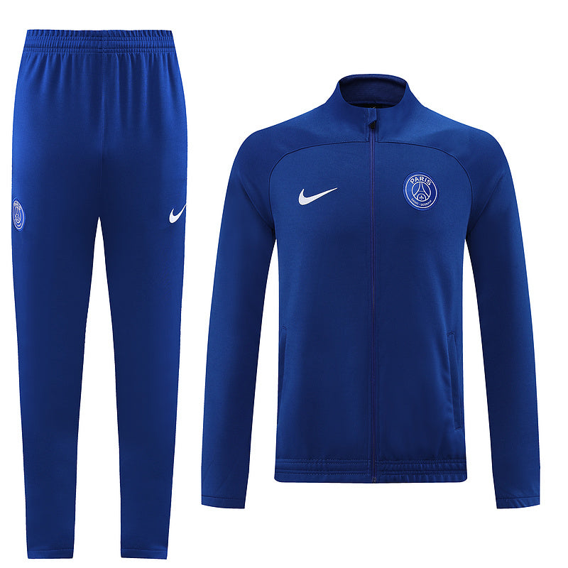 PSG Paris Saint German Long Sleeve Zipped Tracksuit Blue/Blue 2022-23