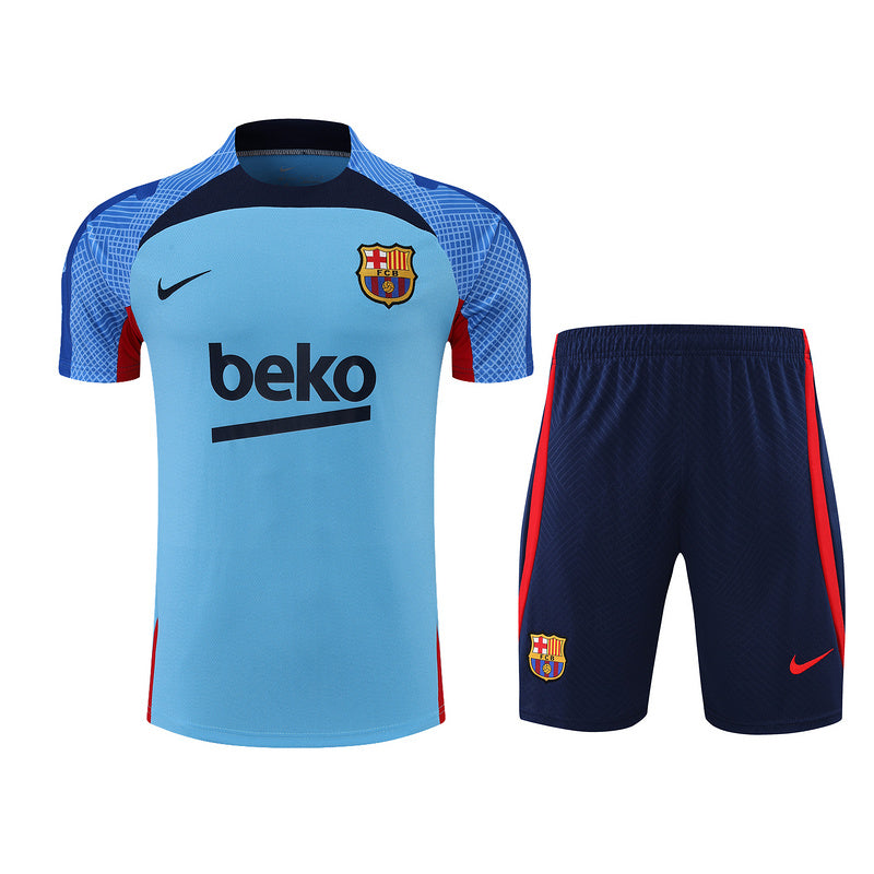 Barcelona Short Sleeve Set Cyan/Navy 2022-23