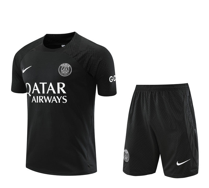 PSG Paris Saint German Short Sleeve Training Set Black/Black 2022-23