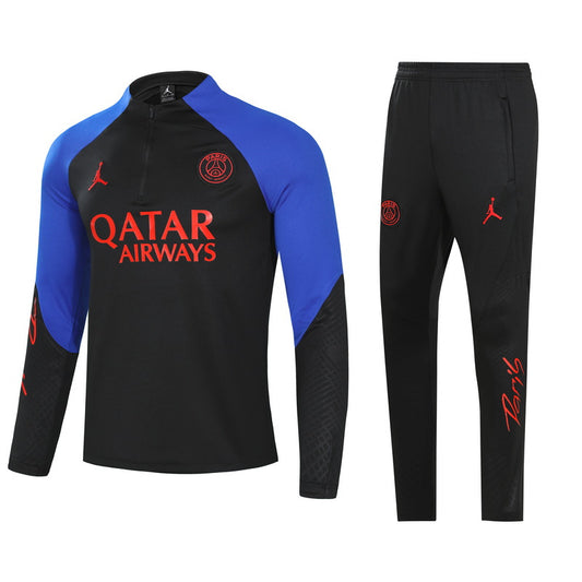 PSG Paris Saint German Long Sleeve Tracksuit Black/Blue/Red 2022-23