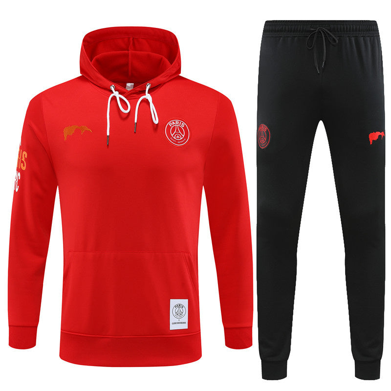 PSG Paris Saint German Hooded Tracksuit Red/Black 2022-23
