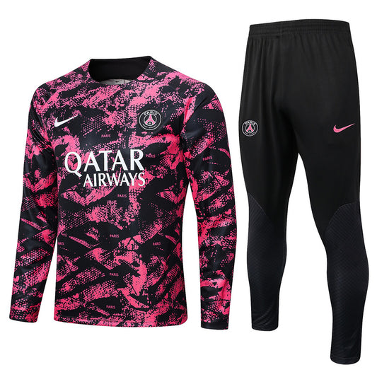 PSG Paris Saint German Long Sleeve Tracksuit Black/Pink 2022-23