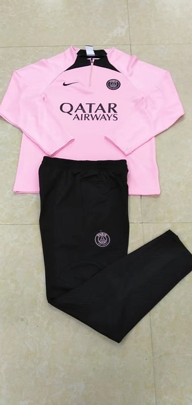 PSG Paris Saint German Long Sleeve Tracksuit Pink/Black 2022-23